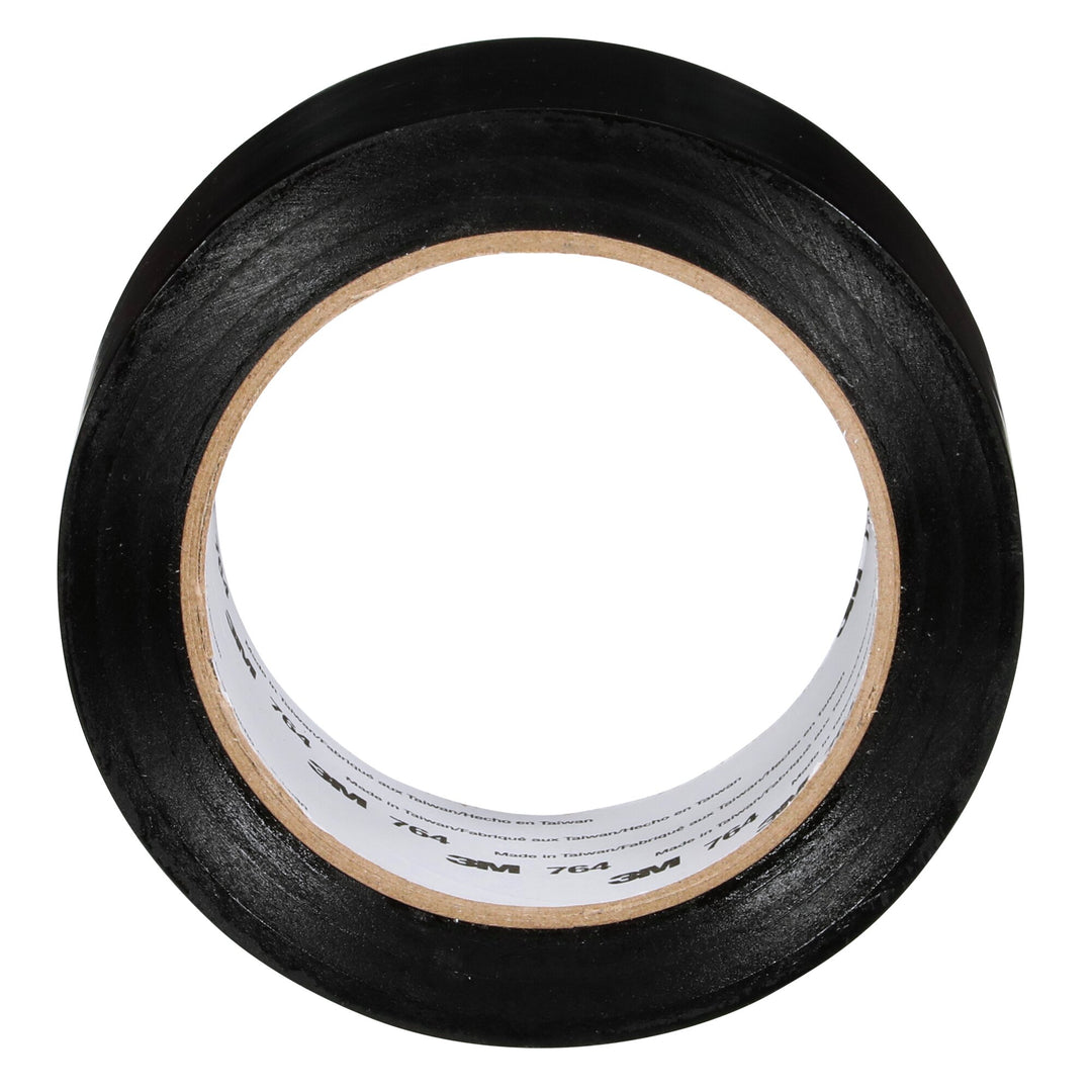 3M General Purpose Vinyl Tape 764, Black, 3 in x 36 yd, 5 mil, 12 Roll/Case, 45 Cases Per Order