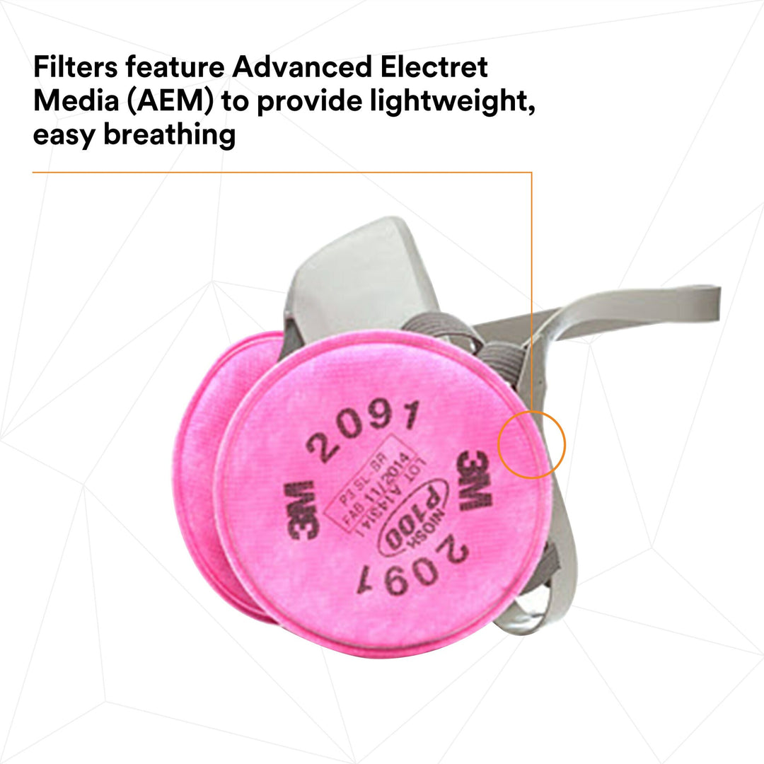 3M Half Facepiece Reusable Respirator Assembly 6191/07001(AAD), P100