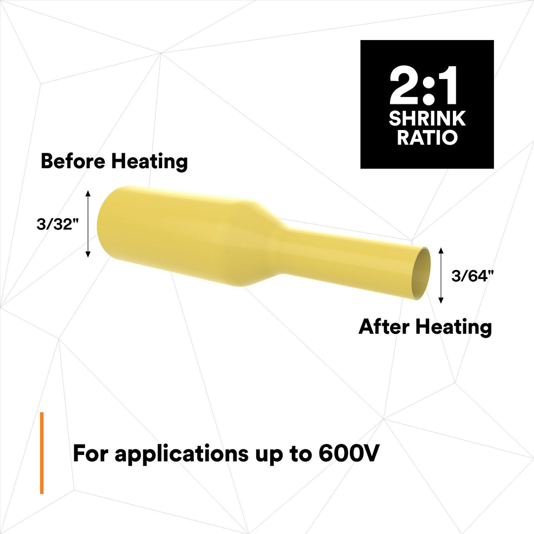 3M Heat Shrink Thin-Wall Tubing FP-301-3/32-Yellow-500`: 500 ft spoollength