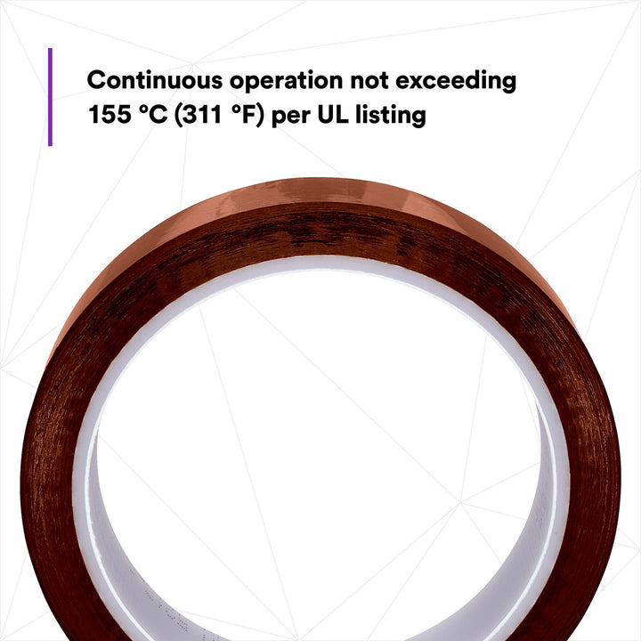 3M Polyimide Film Electrical Tape 1205, 1 in x 144 yds, 3-in plastic
core