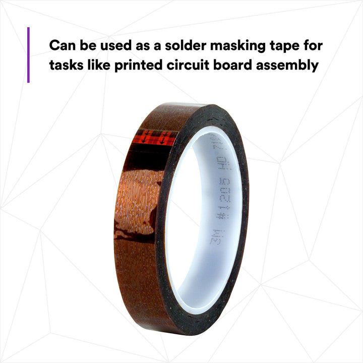 3M Polyimide Film Electrical Tape 1205, 1 in x 144 yds, 3-in plastic
core