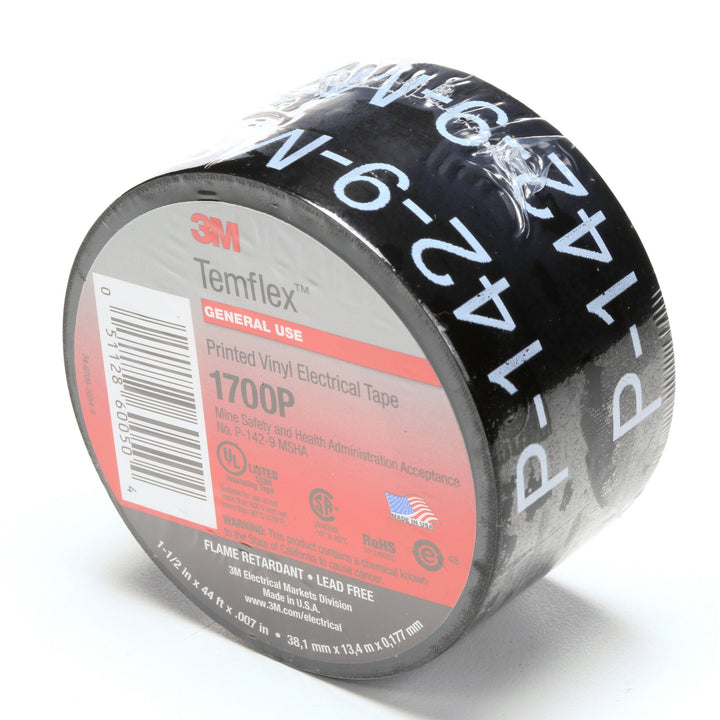 3M Temflex Mining-Grade Vinyl Electrical Tape 1700P, 1-1/2 in x 44 ft,
Printed