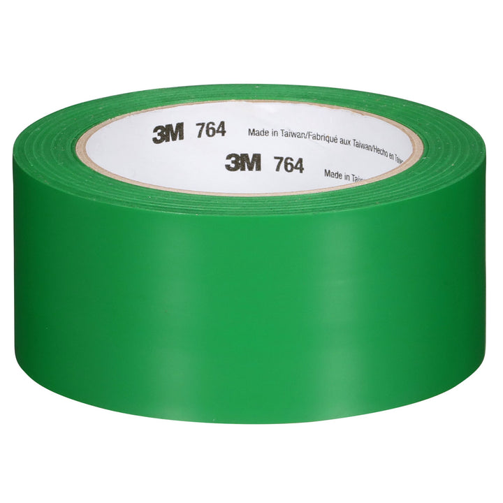 3M General Purpose Vinyl Tape 764, Green, 3 in x 36 yd, 5 mil, 12 Roll/Case