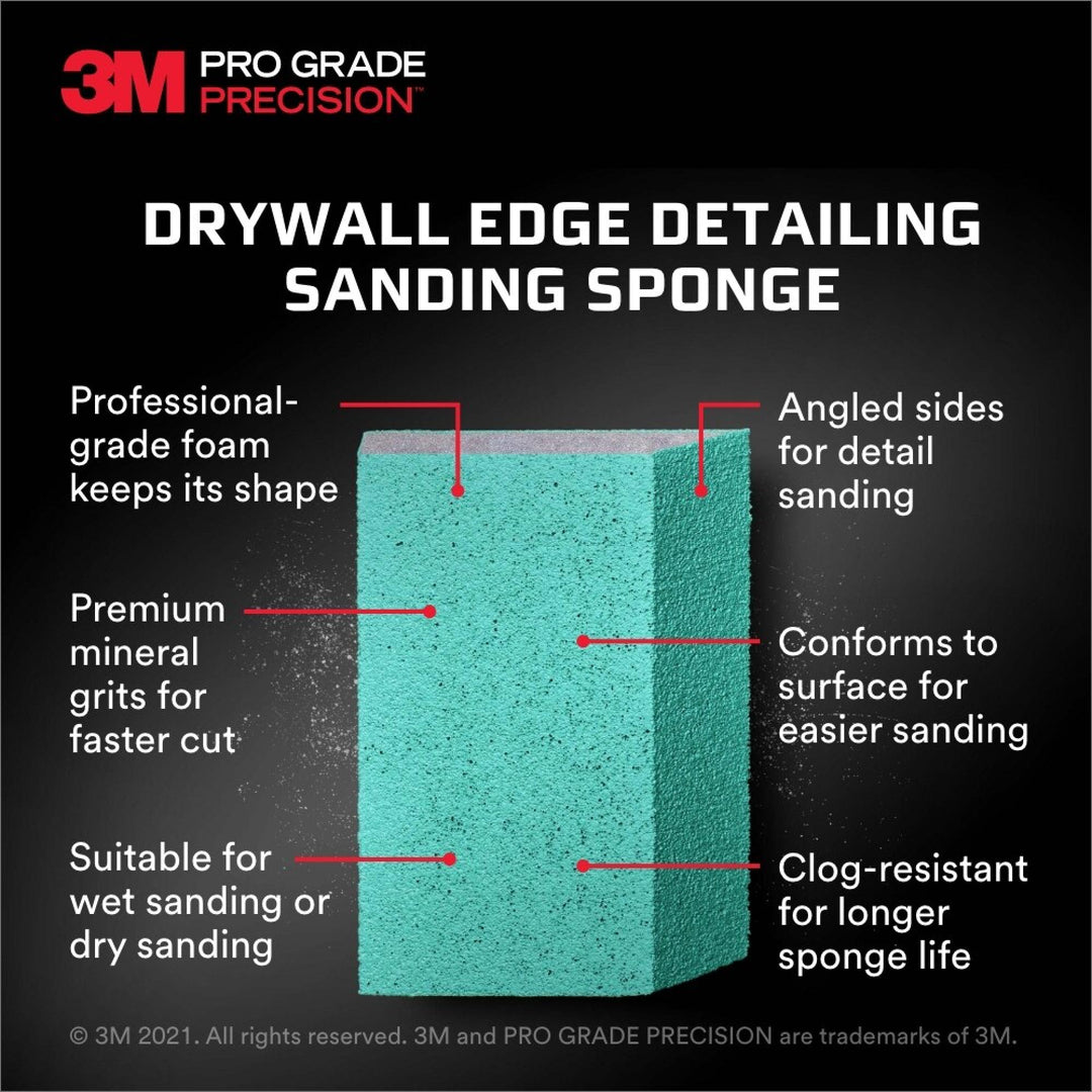 3M Pro Grade Precision Drywall Edge Detailing Angled Sanding Sponge
Fine grit