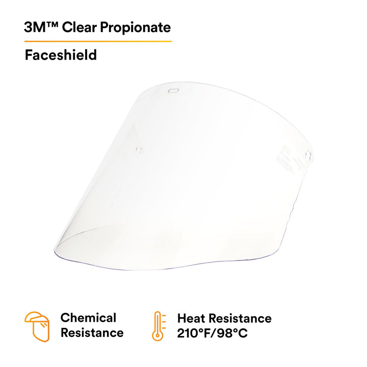 3M Clear Propionate Faceshield W96, 82700-00000, Molded
