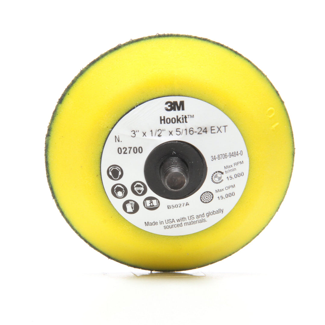 3M Hookit Disc Pad 02700, 3 in x 1/2 in 5/16-24 External