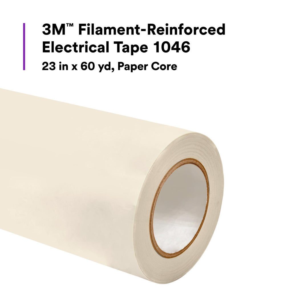 3M Filament-Reinforced Electrical Tape 1046, 23 in x 60 yd, Paper Core