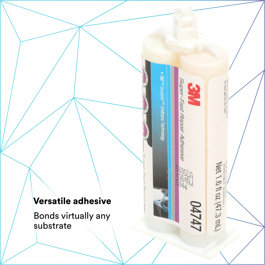 3M Super-Fast Repair Adhesive, 04747, Amber, 47.3 mL Cartridge, 6 percase