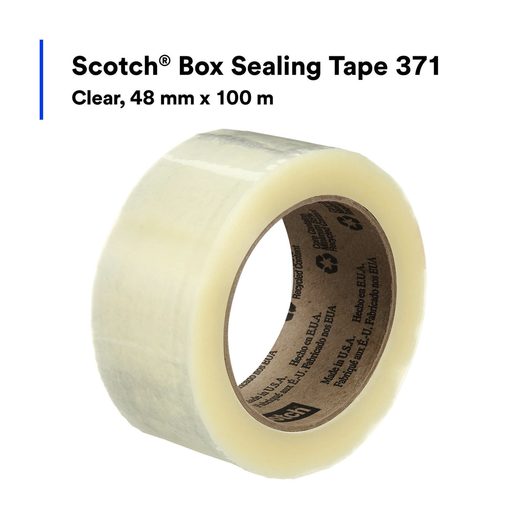 Scotch® Box Sealing Tape 371, Clear, 48 mm x 100 m