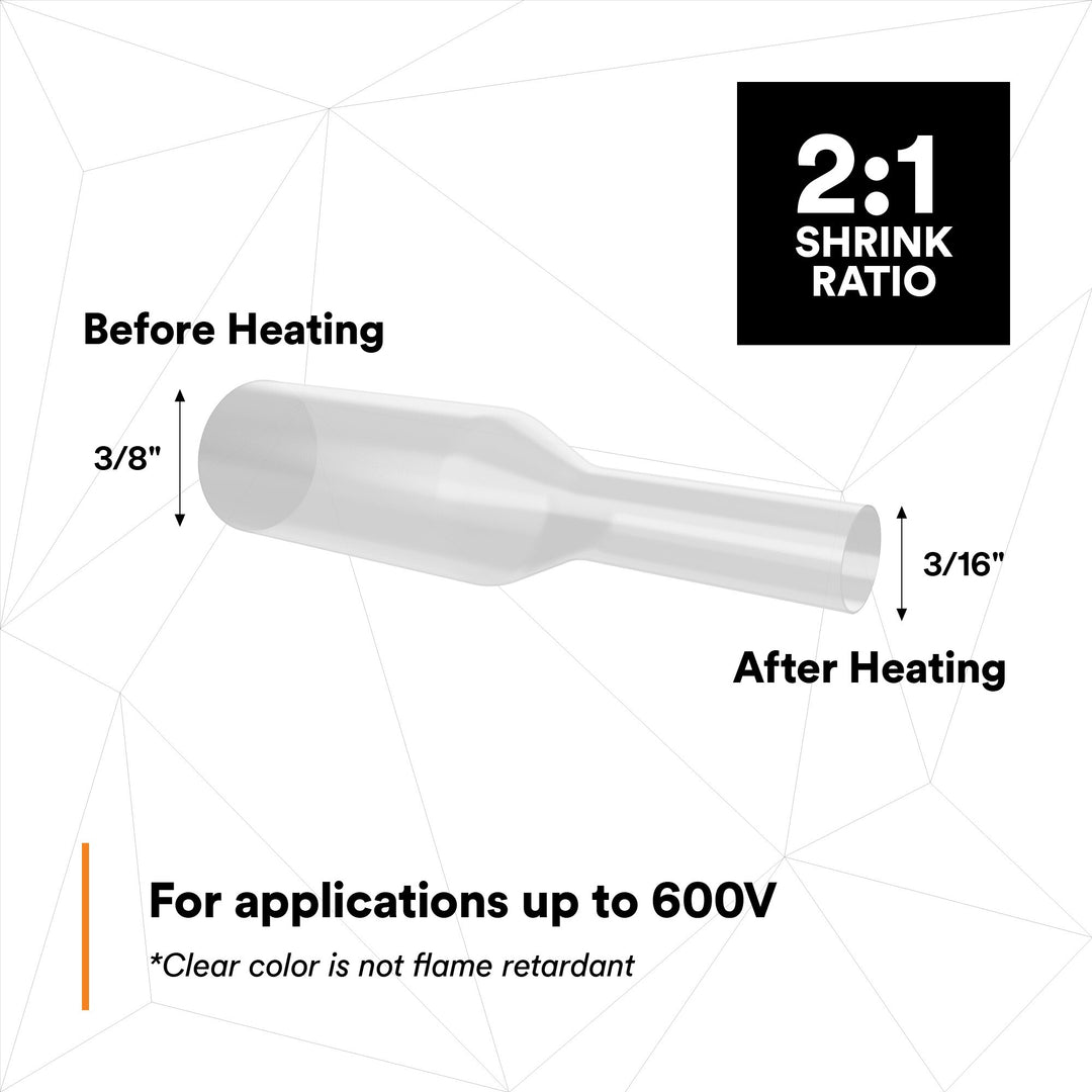 3M Heat Shrink Thin-Wall Tubing FP-301-3/8-Clear-200`: 200 ft spoollength