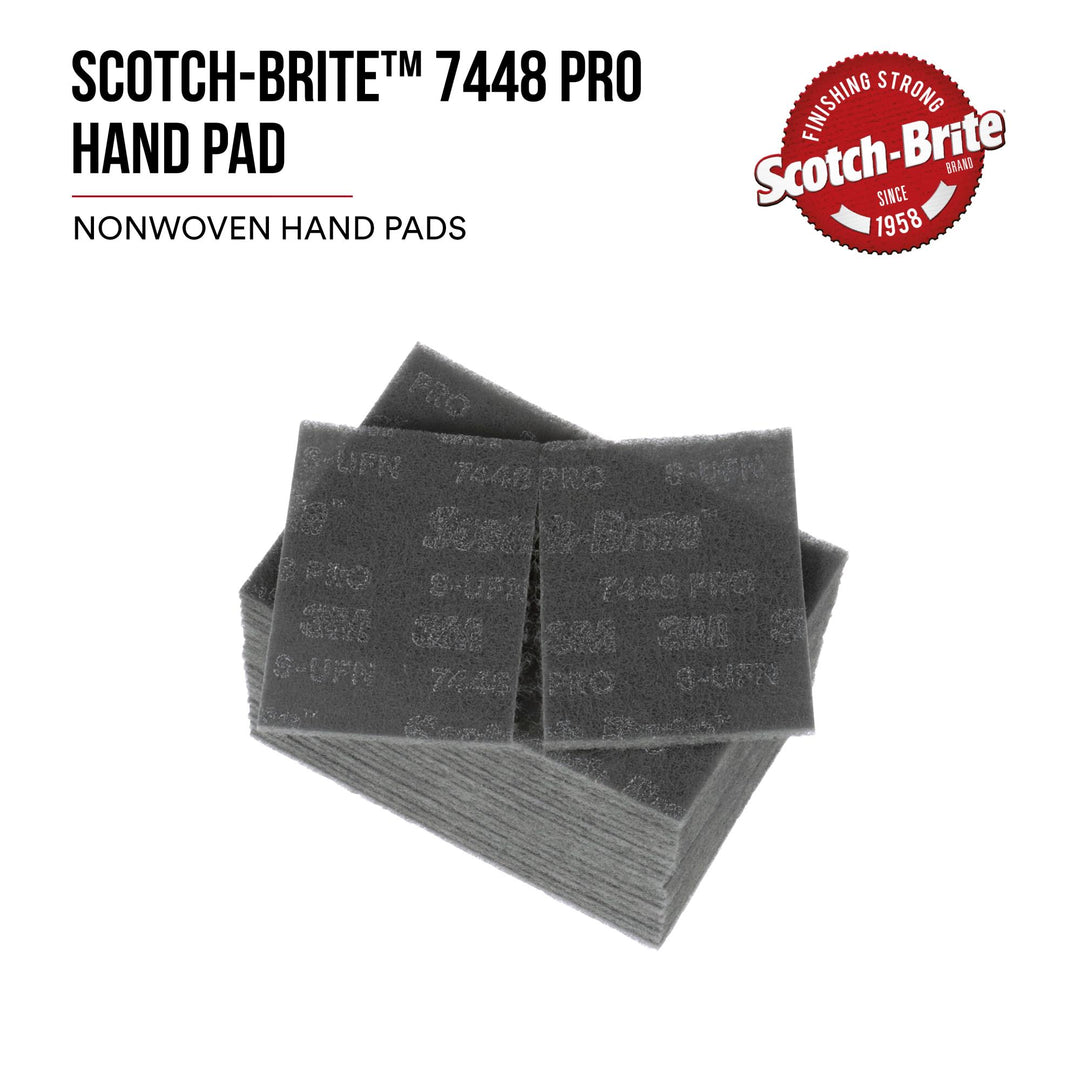 Scotch-Brite Hand Pad 7448 Pro, PO-HP, SiC Ultra Fine, Gray, 6 in x 9 in