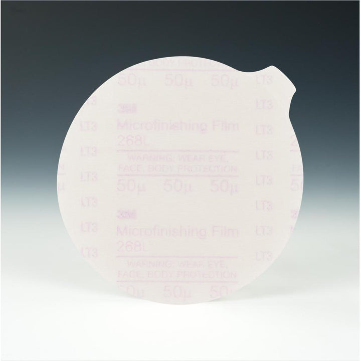 3M Microfinishing PSA Film Disc 268L, 50 Mic 3MIL, Type D, 5 in x NH,
Die 500X