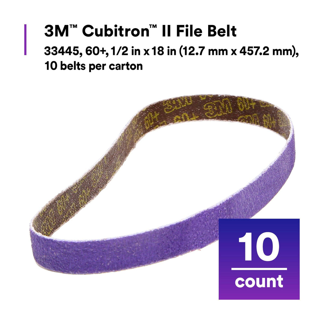 3M Cubitron II File Belt, 33445, 60+, 1/2 in x 18 in (12.7 mm x 457.2
mm)