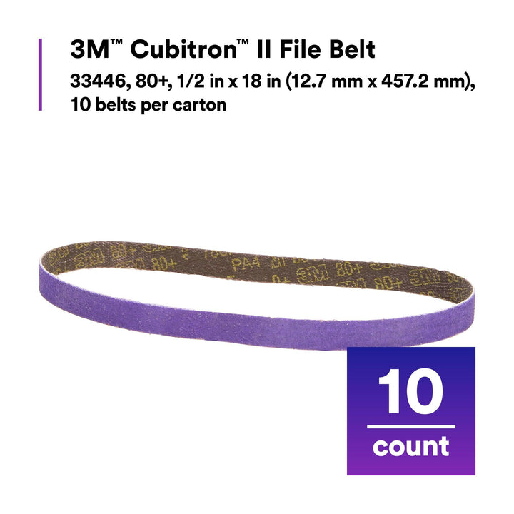 3M Cubitron II File Belt, 33446, 80+, 1/2 in x 18 in (12.7 mm x 457.2
mm)