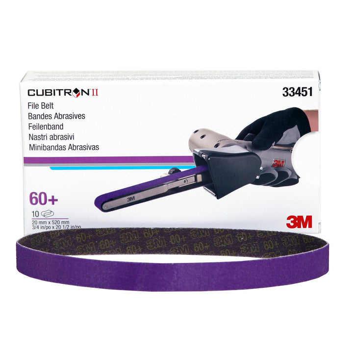 3M Cubitron II 786F File Belt 33451, 25/32 in x 20 15/32 in, 60+, 10/Carton