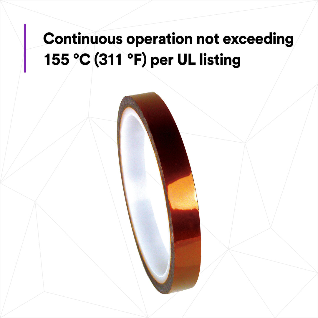 3M Polyimide Film Electrical Tape 1205, Amber, Acrylic Adhesive, 1 mil
film