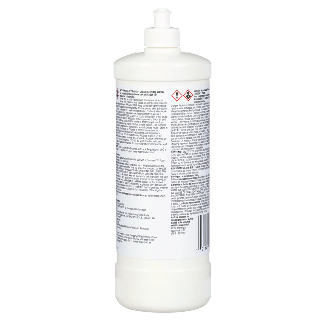 3M Finesse-it Polish Standard Series, 28696, Ultra Fine (100), White,8 oz