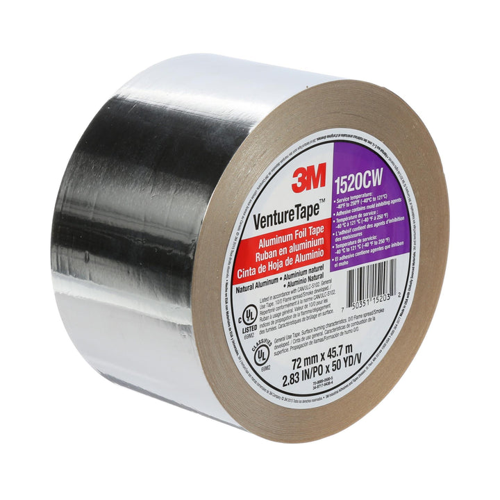 3M Venture Tape Aluminum Foil Tape 1520CW, Silver, 72 mm x 45.7 m, 3.2
mil