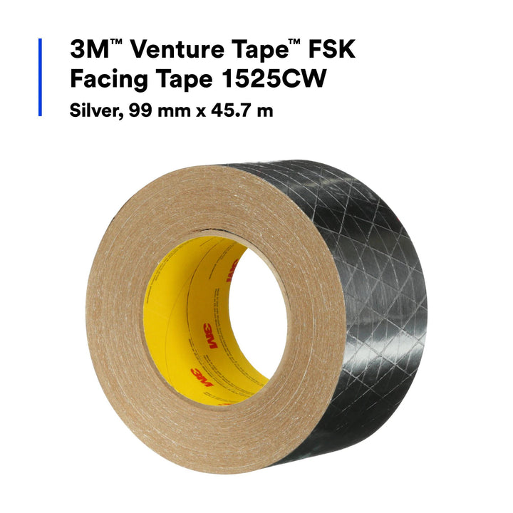 3M Venture Tape FSK Facing Tape 1525CW, Silver, 99 mm x 45.7 m