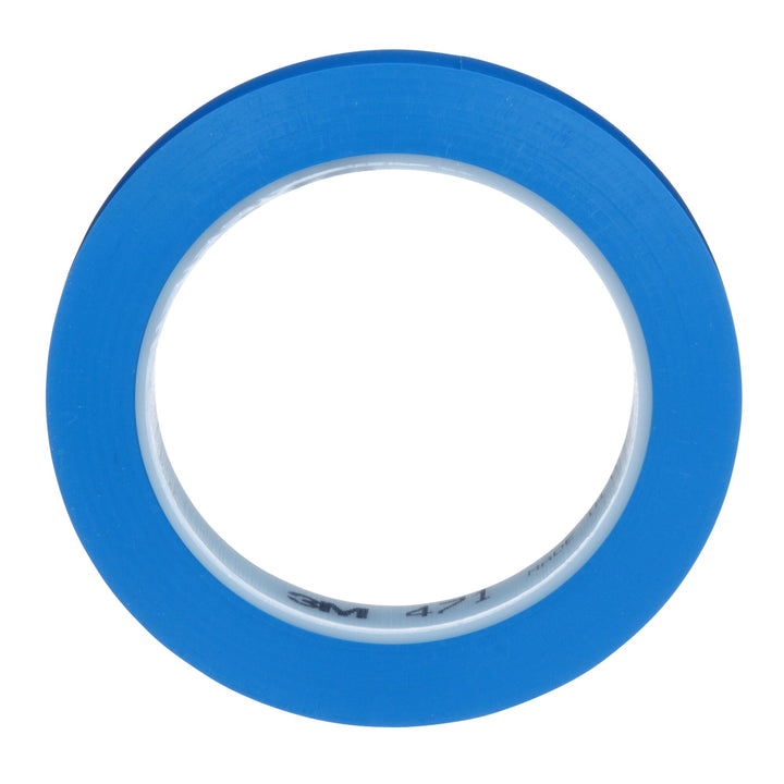 3M Vinyl Tape 471, Blue, 1/2 in x 36 yd, 5.2 mil, 72 Roll/Case