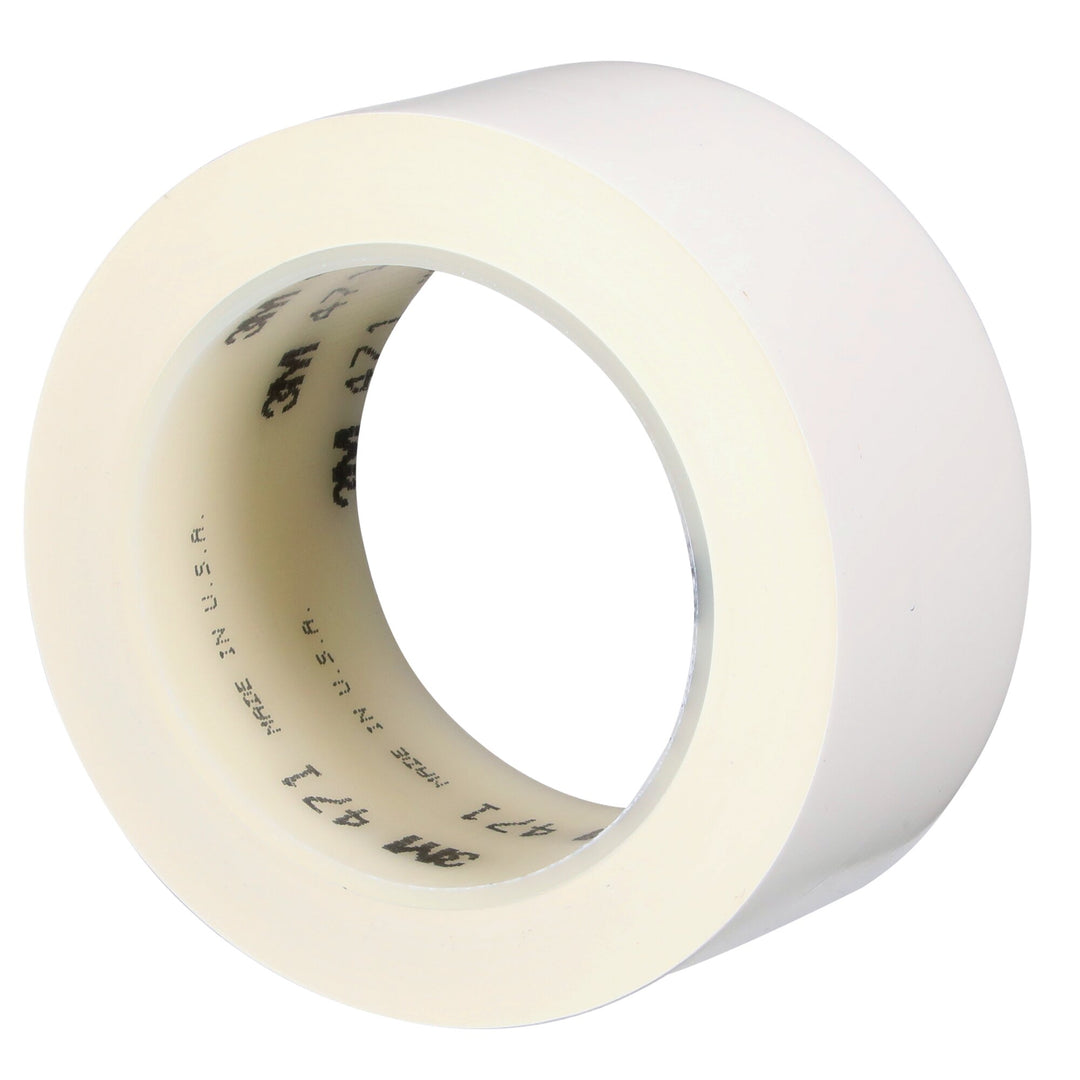 3M Vinyl Tape 471, White, 2 in x 36 yd, 5.2 mil, 24 Roll/Case