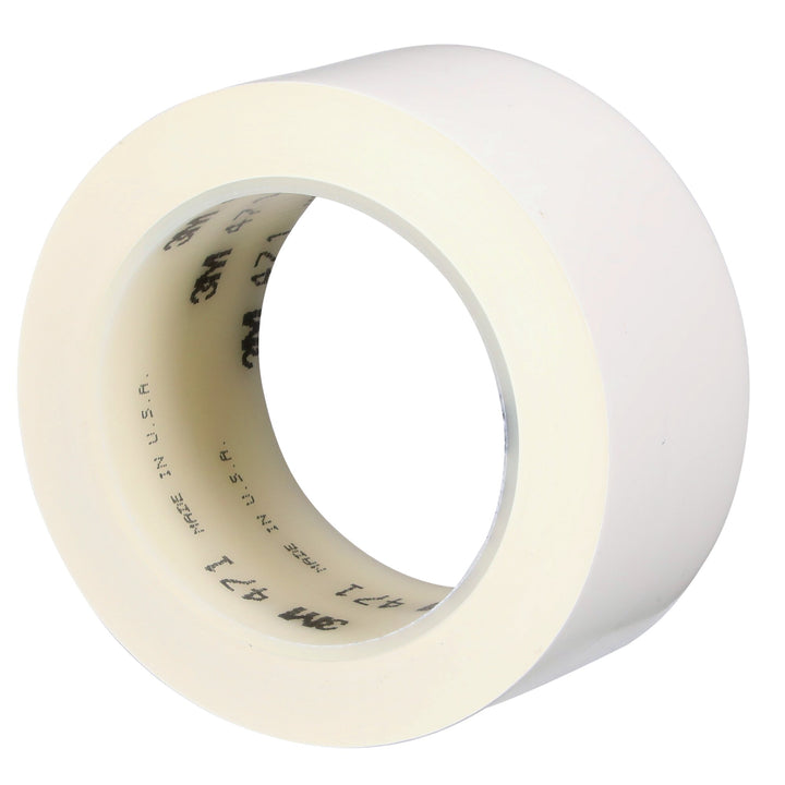 3M Vinyl Tape 471, White, 2 in x 36 yd, 5.2 mil, 24 Roll/Case