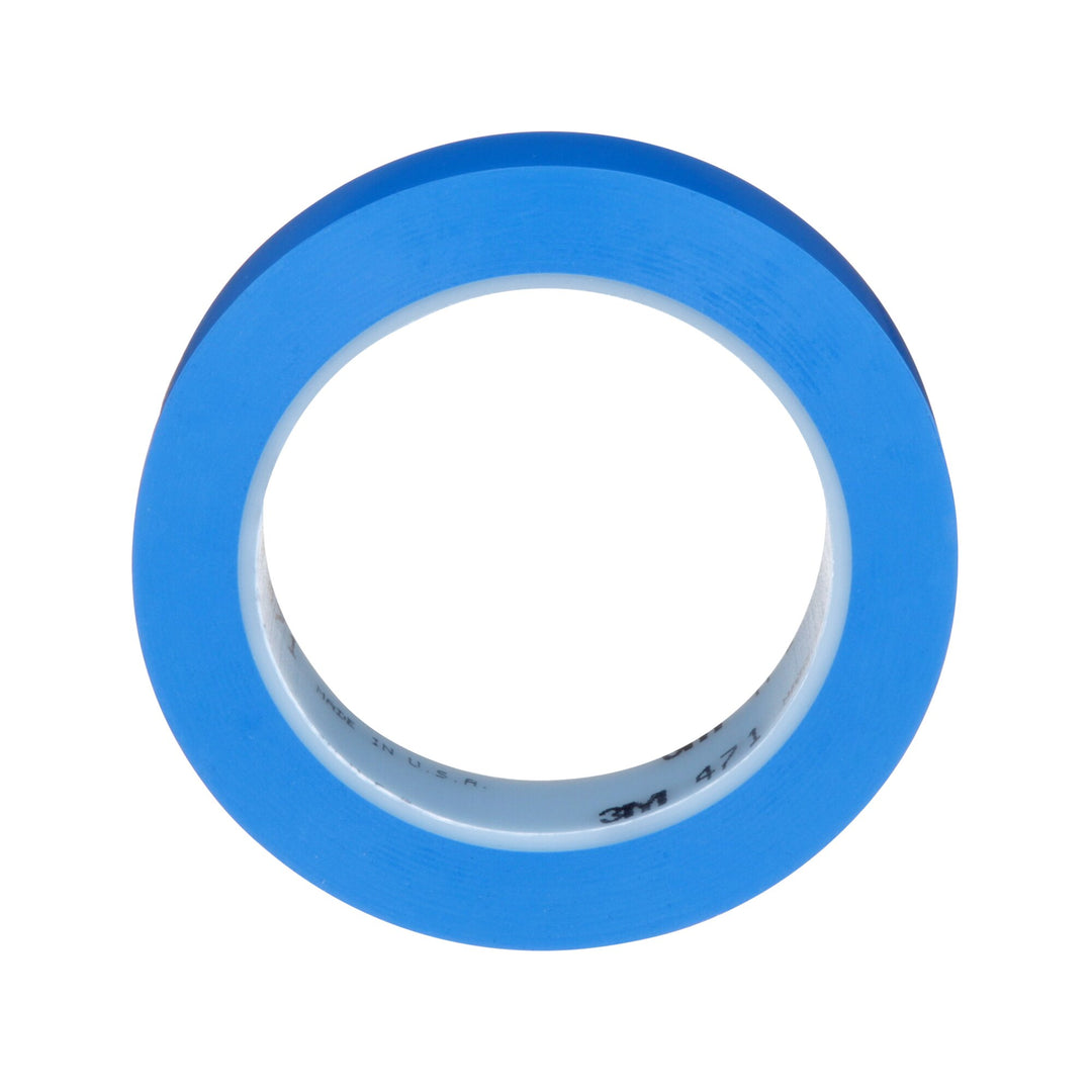 3M Vinyl Tape 471, Blue, 1 in x 36 yd, 5.2 mil, 36 Roll/Case