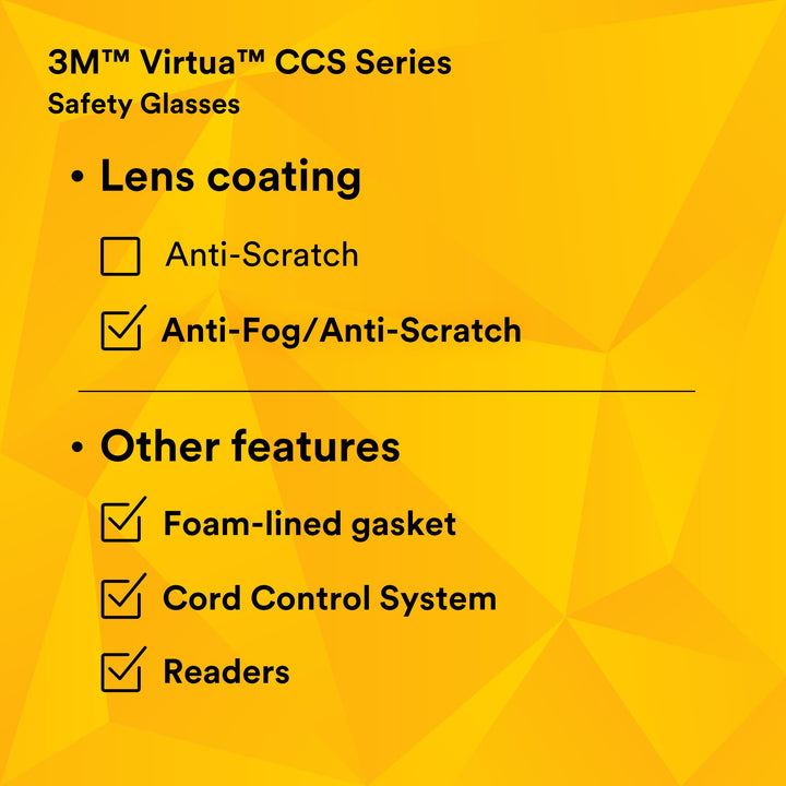 3M Virtua CCS Protective Eyewear with Foam Gasket