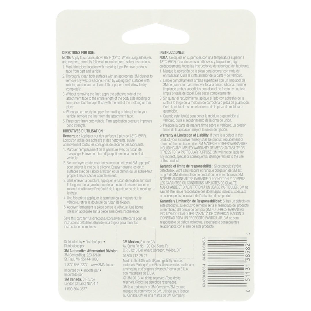 3M Exterior Attachment Tape, 38582, 1/4 in x 5 ft