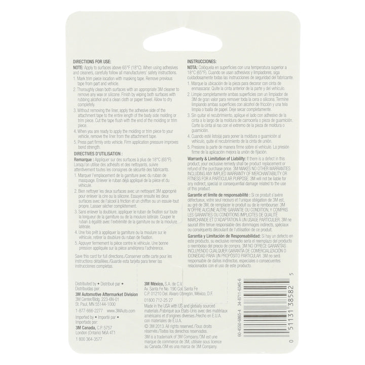 3M Exterior Attachment Tape, 38582, 1/4 in x 5 ft