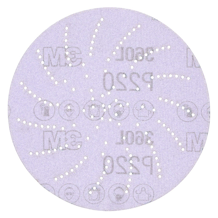 3M Xtract Film Disc 360L, P220 3MIL, 5 in, 100/Carton