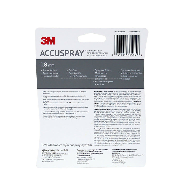 3M Accuspray Atomizing Head, 16585, Clear, 1.8 mm