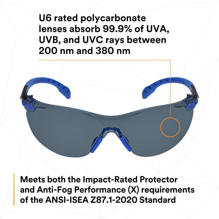3M Solus 1000-Series Safety Glasses S1102SGAF, Black/Blue