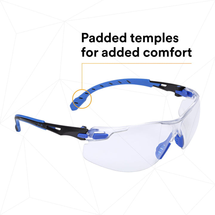 3M Solus Safety Glasses 1000-Series S1101SGAF-KT, Kit, Foam, Strap,Black/Blue