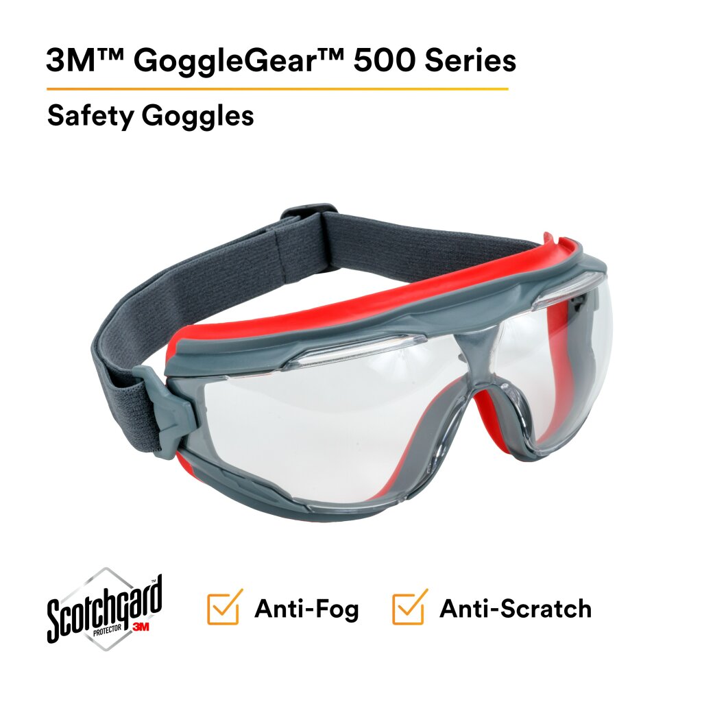 3M GoggleGear 500 Series GG501SGAF, Clear Scotchgard Anti-fog lens 10EA/Case