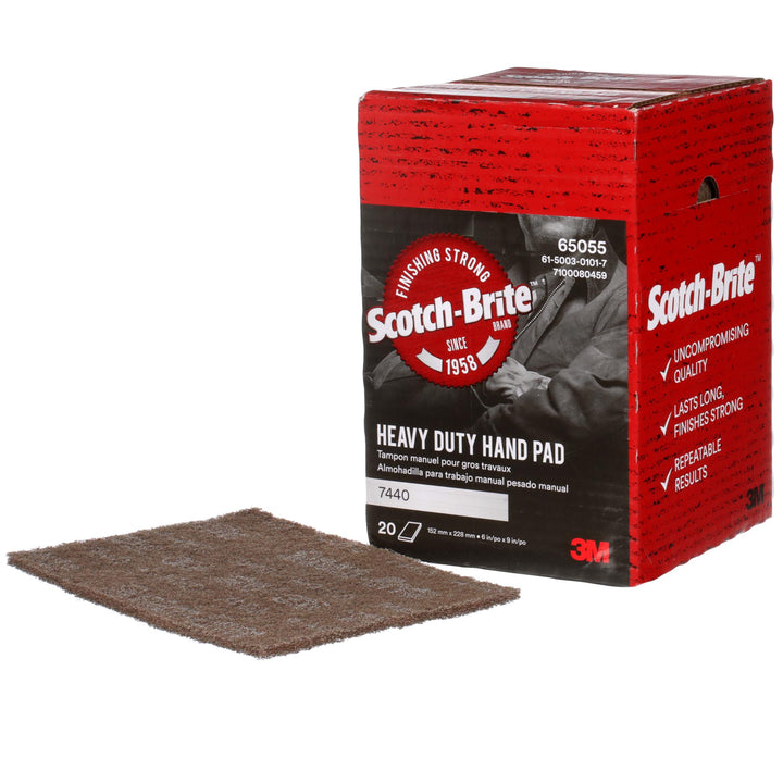 Scotch-Brite Heavy Duty Hand Pad 7440, HP-HP, A/O Medium, Tan, 6 in x 9 in