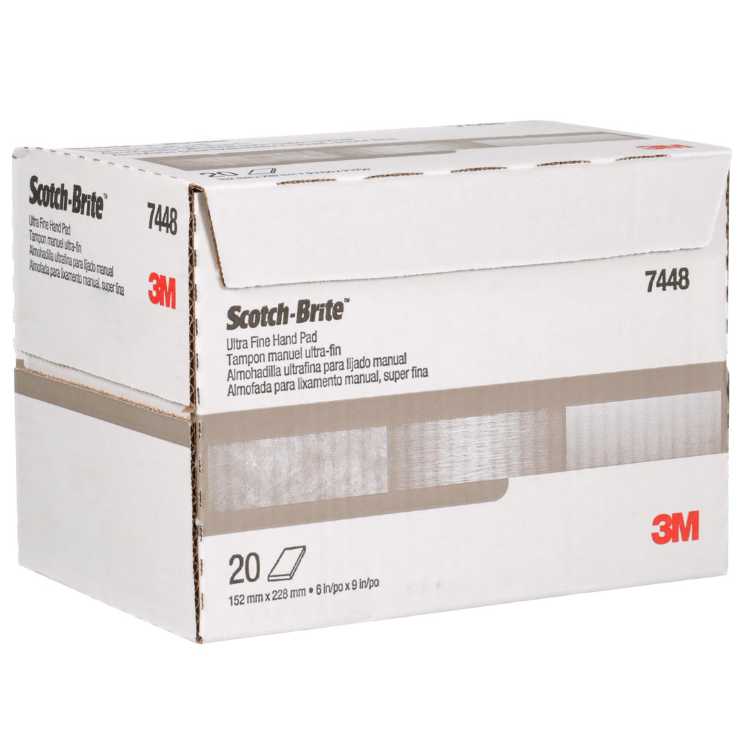 Scotch-Brite Hand Pad 7448, HP-HP, SiC Ultra Fine, Gray, 6 in x 9 in,
20/Carton