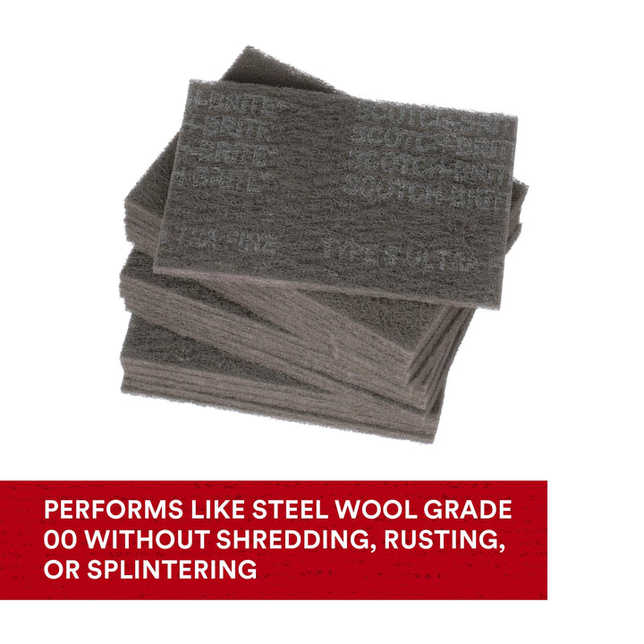 Scotch-Brite Hand Pad 7448, HP-HP, SiC Ultra Fine, Gray, 6 in x 9 in,
20/Carton