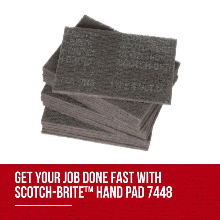 Scotch-Brite Hand Pad 7448, HP-HP, SiC Ultra Fine, Gray, 6 in x 9 in,
20/Carton