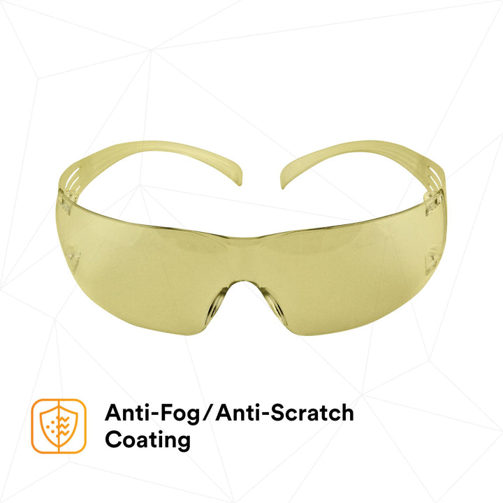 3M SecureFit Protective Eyewear SF203AFP, Amber Lens