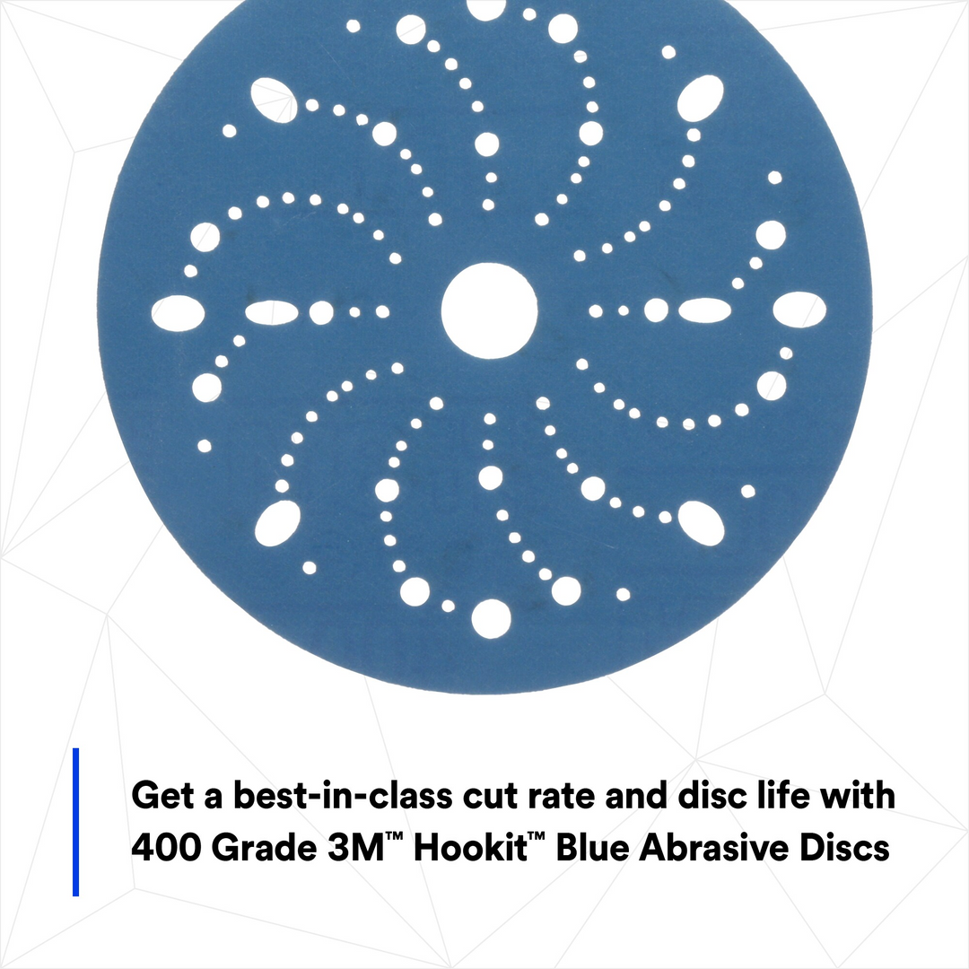 3M Hookit Blue Abrasive Disc 321U Multi-hole, 36181, 6 in, 400