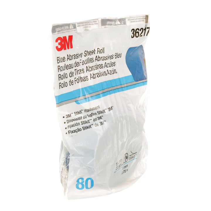 3M Stikit Blue Abrasive Sheet Roll, 36217, 80, 2-3/4 in x 20 yd