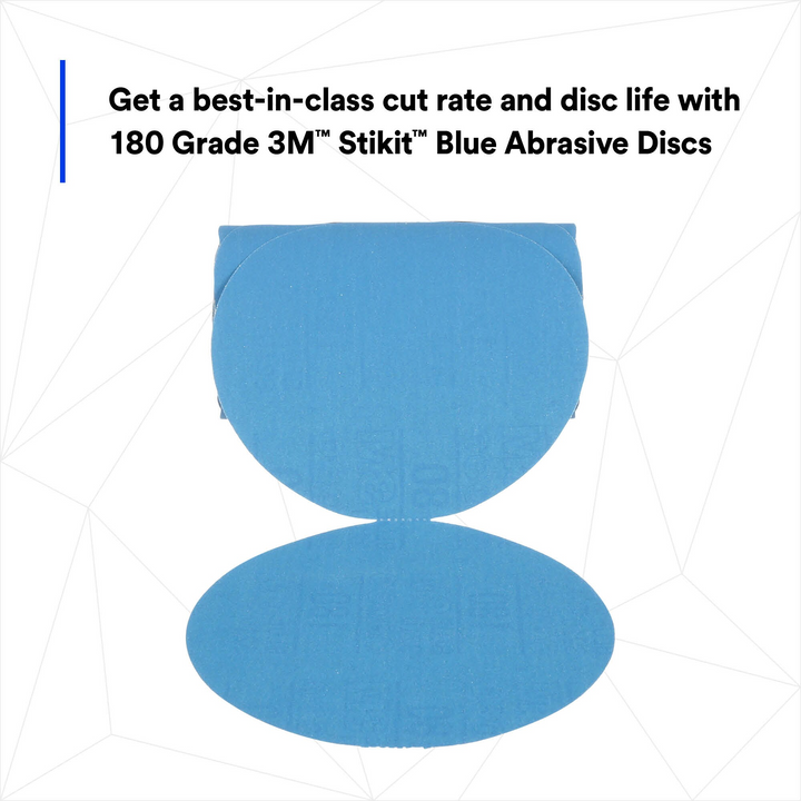 3M Stikit Blue Abrasive Disc Roll, 36206, 6 in, 180 grade, 100 discs
per roll