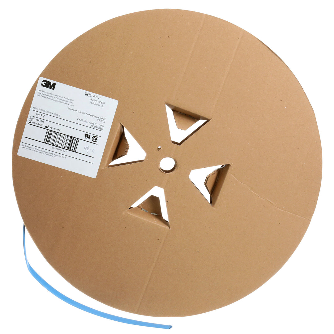 3M Heat Shrink Thin-Wall Tubing FP-301-3/8-Blue-200`: 200 ft spoollength