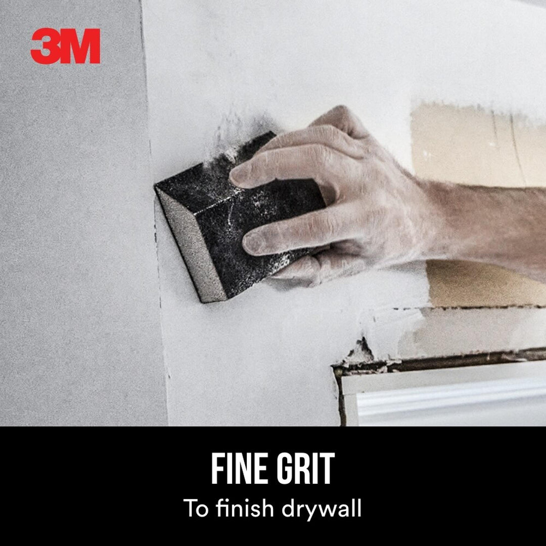 3M Drywall Sanding Sponge CP-042, Single Angle, 2 7/8 in x 4 7/8 in x 1 in, Fine