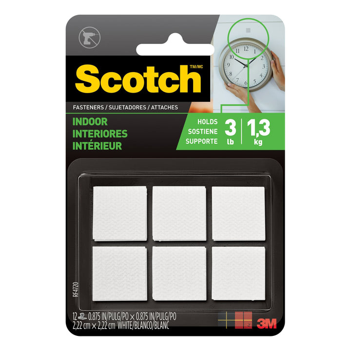 Scotch Indoor Fasteners RF4720, 7/8 in x 7/8 in (22,2 mm x 22,2 mm),White