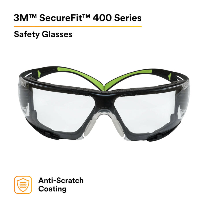 3M SecureFit Protective Eyewear SF410AS-FM, Indoor/Outdoor MirrorLens, Foam