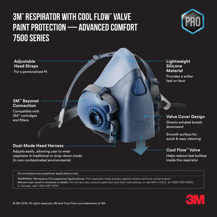 3M Professional Paint Respirator 7513PA1-A-PS, Large, 1/pk