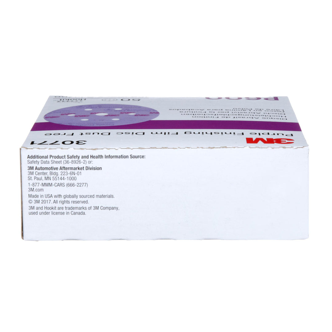 3M Purple Finishing Film Hookit Disc Dust-Free, 30771, 6 in, P600