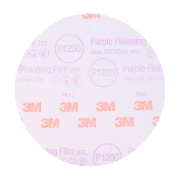 3M Hookit Purple Finishing Film Abrasive Disc 260L, 30668, 6 in,
P1200